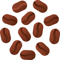 Coffee beans isolated on white background, illustration, icon, element