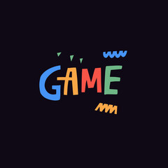 Game word letter colorful modern typography lettering.