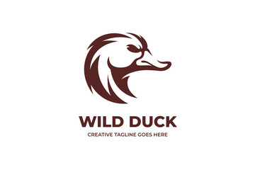 Duck Silhouette Negative Space Logo Illustration