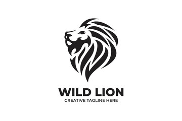 Lion Head Silhouette Logo Illustration