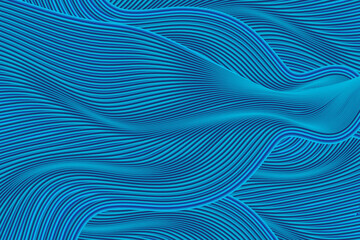 3D rendering of undulating blue abstract lines textured background texture