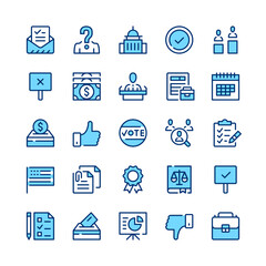 Voting line icons. Blue color. Vector line icons set