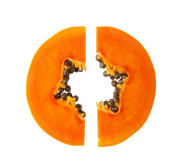 Papaya fruit slice isolated on transparent png