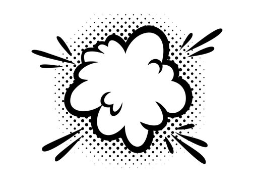 Comic boom effect clouds. Set of explosion bubbles and smoke. Vector illustration isolated on white background