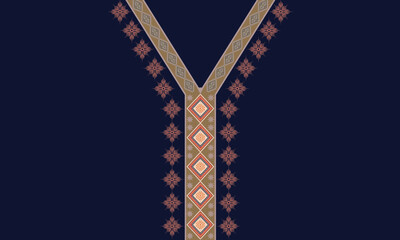 Geometric Ethnic oriental pattern traditional .Floral necklace embroidery design