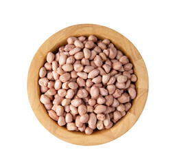 Peanuts in wood bowl isolated on transparent png