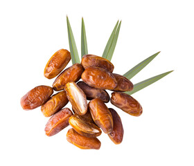 Dried date palm with leaf isolated on transparent png