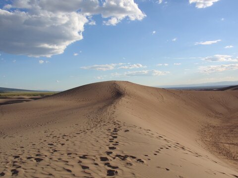 Great Sand Dunes National Park with Footprints 