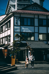 Kusatsu, Agatsuma District, Gunma, Japan, Autumn View of Hot Spring Village in Japan