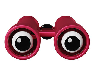 red binocular with eye isolated. 3d illustration or 3d render