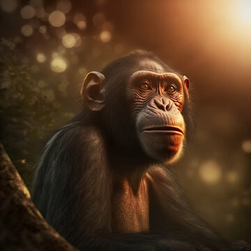 Ai Generated Chimpanzee In Thought 