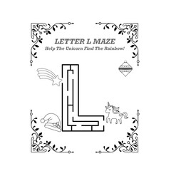 Letter L Maze With Unicorn & Rainbow