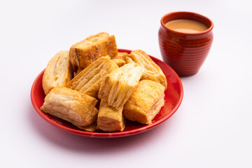 Khari puff biscuit or Kharee Puff pastry is an evergreen accompaniment with chai, Indian snack