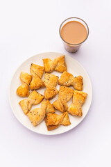 Khari puff biscuit or Kharee Puff pastry is an evergreen accompaniment with chai, Indian snack