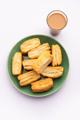 Khari puff biscuit or Kharee Puff pastry is an evergreen accompaniment with chai, Indian snack
