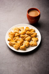 Khari puff biscuit or Kharee Puff pastry is an evergreen accompaniment with chai, Indian snack
