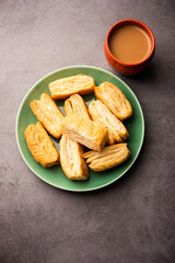 Khari puff biscuit or Kharee Puff pastry is an evergreen accompaniment with chai, Indian snack