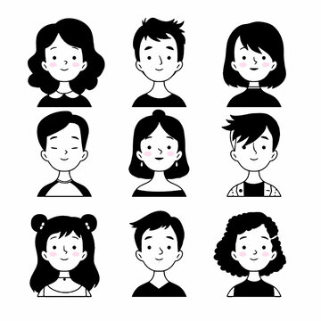 hand drawn people avatar collection pattern