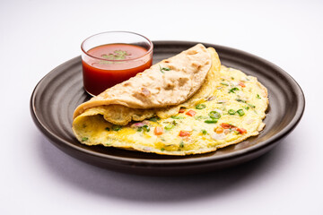 Omelette chapati roll or Franky. Indian Popular, quick healthy recipe for kid's tiffin or lunch box