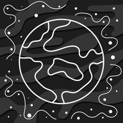 Planet in space line illustration