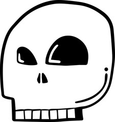 Skull art design vector. Doodle character symbol. 