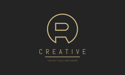 Obraz premium Modern creative letter R vector logo design. Minimalist R stylish monogram initial based icon.