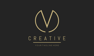 Modern creative letter V vector logo design. Minimalist V stylish monogram initial based icon.