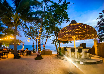 Ao nang beach bar after sunset, in Krabi, Thailand