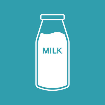 Milk in Glass Bottle Icon Clipart Vector