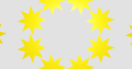 Render with golden stars on a light gray background