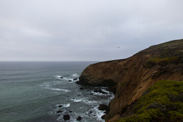 Oceanside Cliffs California Cloudy Waves