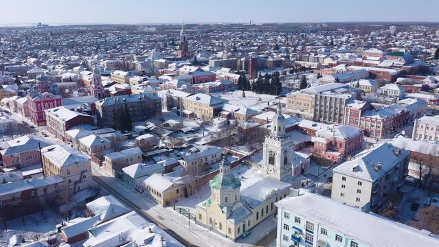 Yelets city. Transfiguration church. View from above. Russia