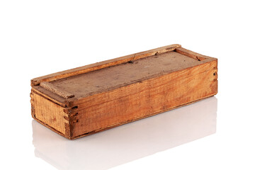 An old, dirty, wooden box