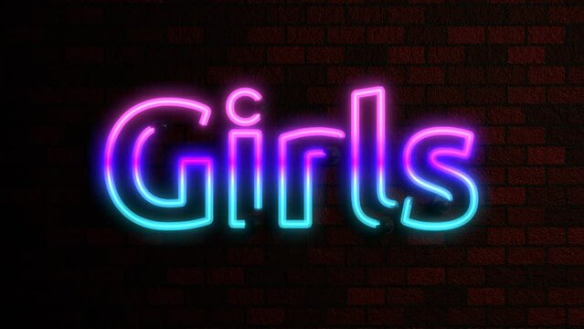 Animated Neon Words Agaist Brick Wall Theme - Girls
