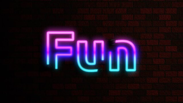 Animated Neon Words Agaist Brick Wall Theme - Fun