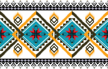 Ikat pattern design.Eethnic ikat pattern oriental African American Mexican Aztec motif textile and bohemian vector. design for background, wallpaper,carpet print, fabric, batik .vector ikat pattern. 