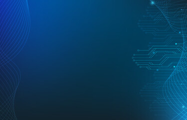 Abstract blue background. Technology big data concept. Glowing color wavy lines and data network lines on dark background. Modern futuristic backdrop or background glow in the dark concept. Vector.