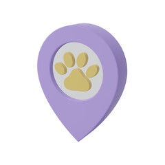 Pet Shop - Vet Location pointer Symbol 3D Rendering. Map pointer icon pastel color.