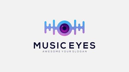 Fototapeta na wymiar Music Eye vector icon Logo Design Template