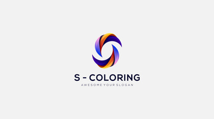 Letter s coloring logo design vector