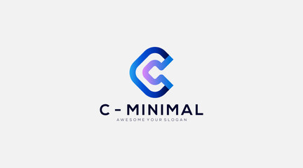 Minimal Line Letter Initial C Logo Design Template