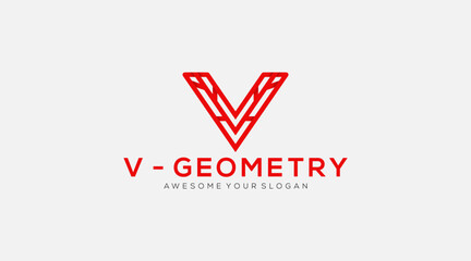 V geometry vector icon logo design illustration