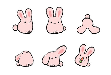 もちふわうさぎセット　ベクター　eps