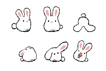 もちふわうさぎセット　ベクター　eps