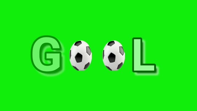 concept Goal animated illustration word with soccer ball in green screen. For element background template business, web and banner. Running text