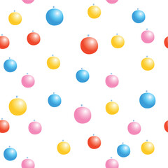 Vector Seamless pattern with Christmas tree balls. New year Xmas polka dot texture. For greeting cards, wrapping paper, packaging, fabric, prints.