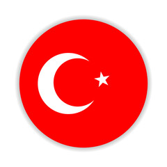 Round flag of Turkey. Vector Illustration.