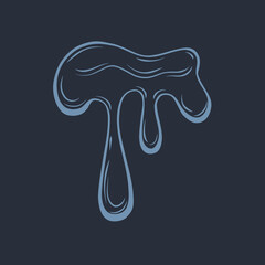 Dripping liquid outline. Contoured illustration of a flowing viscous liquid. Wax, honey, slime. Vector icon.