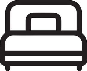 Single Bed Line Icon. Bedding Linear Icon. Top view. Size of Bed. Pillow and Blanket Outline Pictogram. Logo for interior store. Editable stroke. Vector illustration.