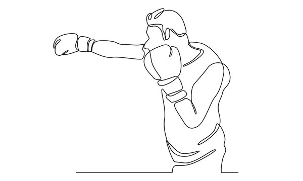 recommend clip art: Continuous line of fighter make a beat punch with hand
